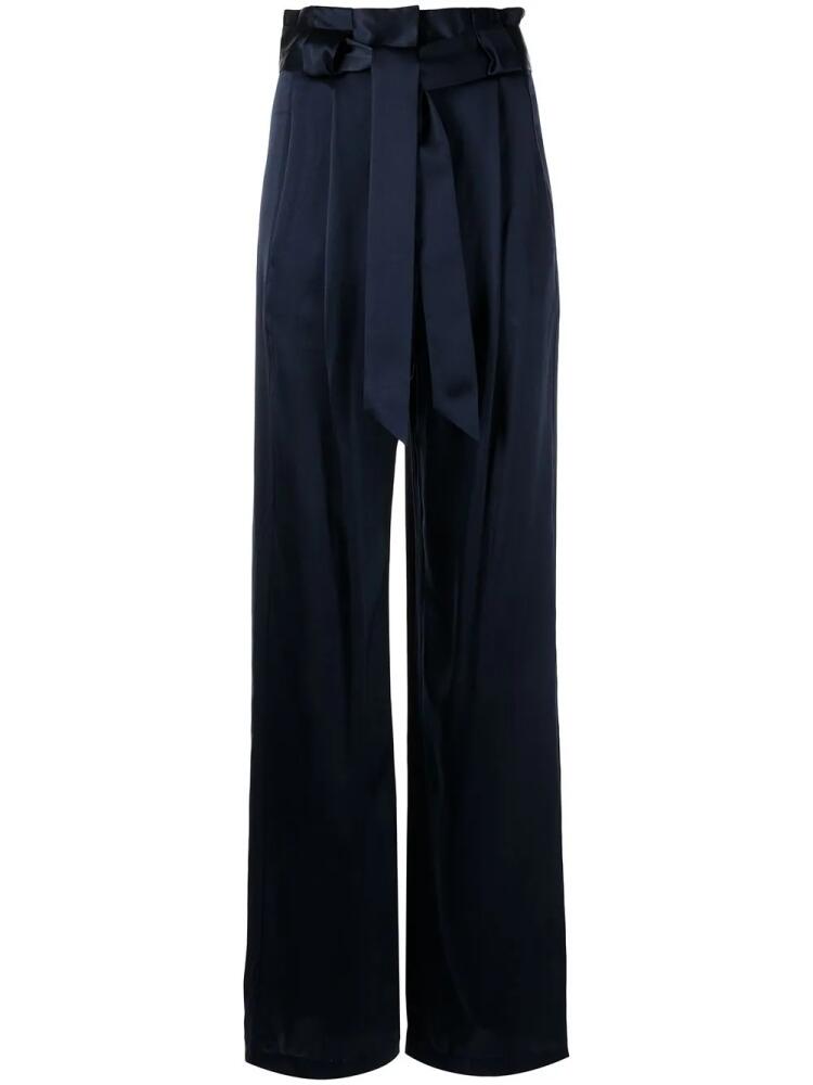 Michelle Mason high-waisted pleated silk trousers - Blue Cover