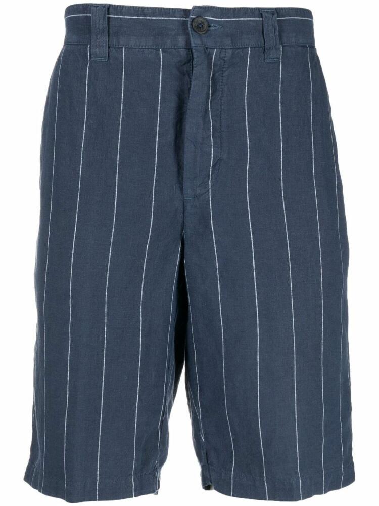 120% Lino pinstriped linen bermuda shorts - Blue Cover