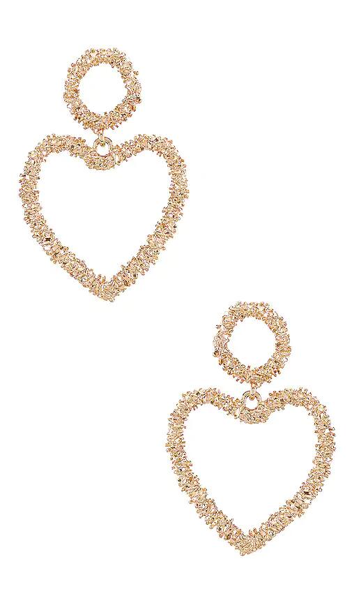 Ettika Heart Drop Earrings in Metallic Gold Cover