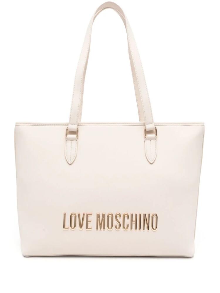 Love Moschino logo-plaque tote bag - Neutrals Cover