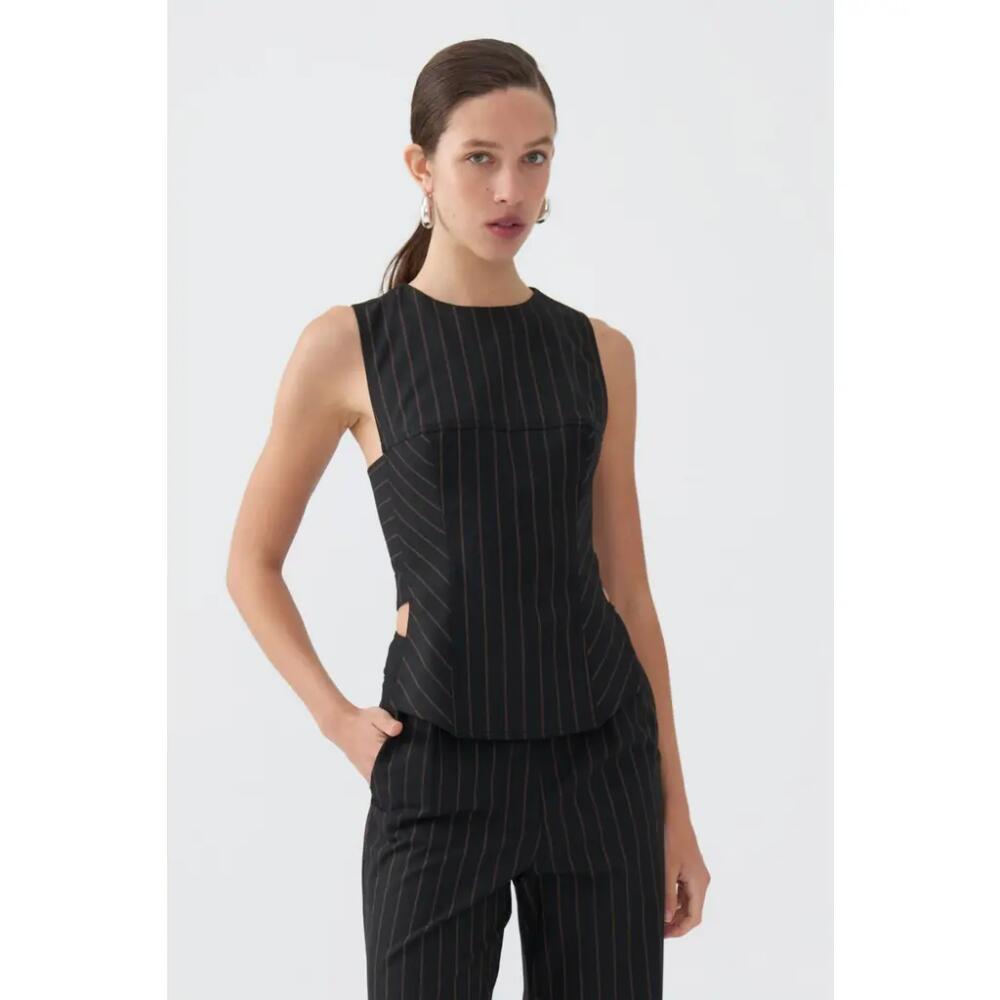 Nocturne Striped Blouse in Black Cover