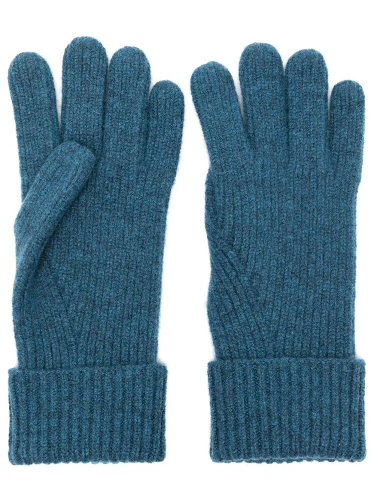 N.Peal ribbed-knit cashmere gloves - Blue Cover