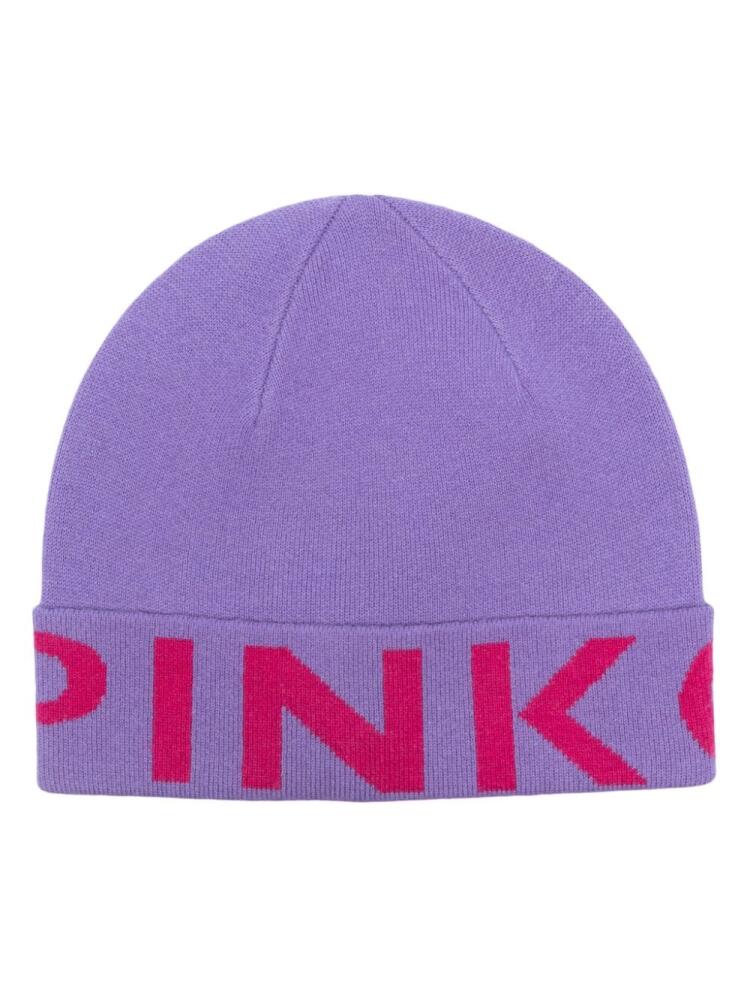 PINKO logo-intarsia knit beanie - Purple Cover