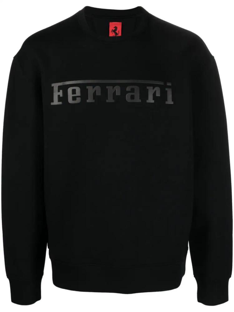 Ferrari logo-print crew-neck sweatshirt - Black Cover