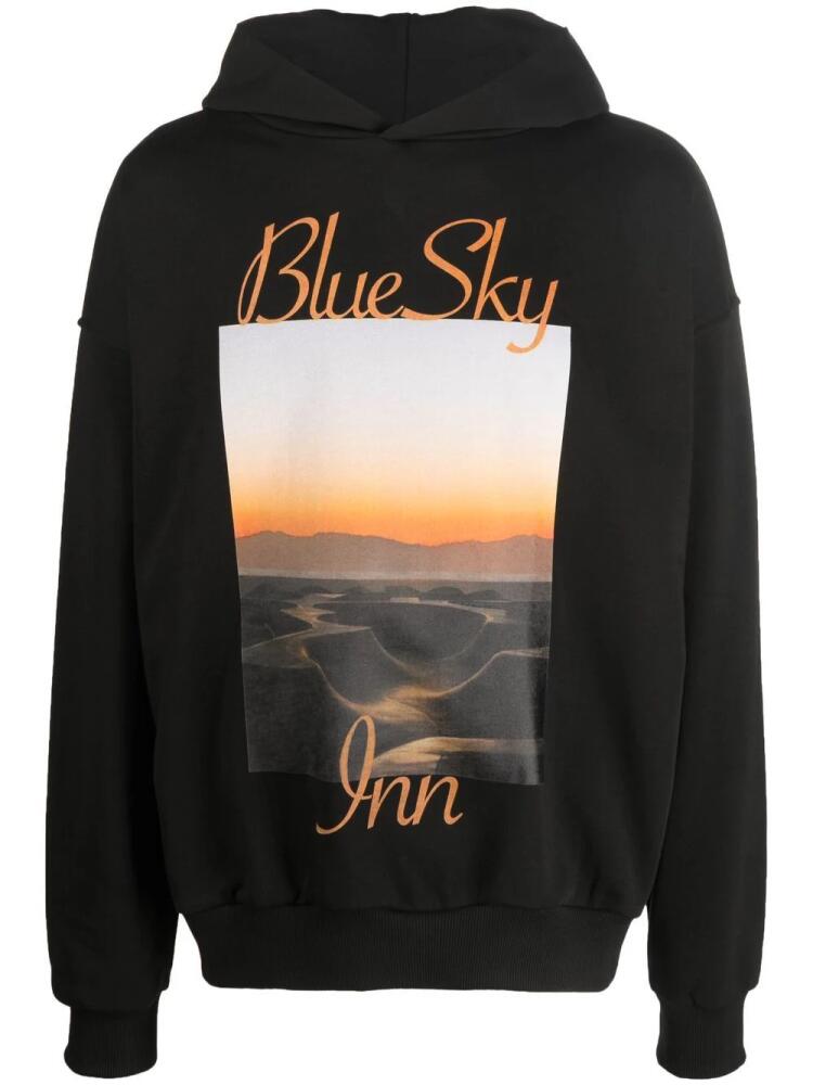 BLUE SKY INN logo sunset cotton hoodie - Black Cover