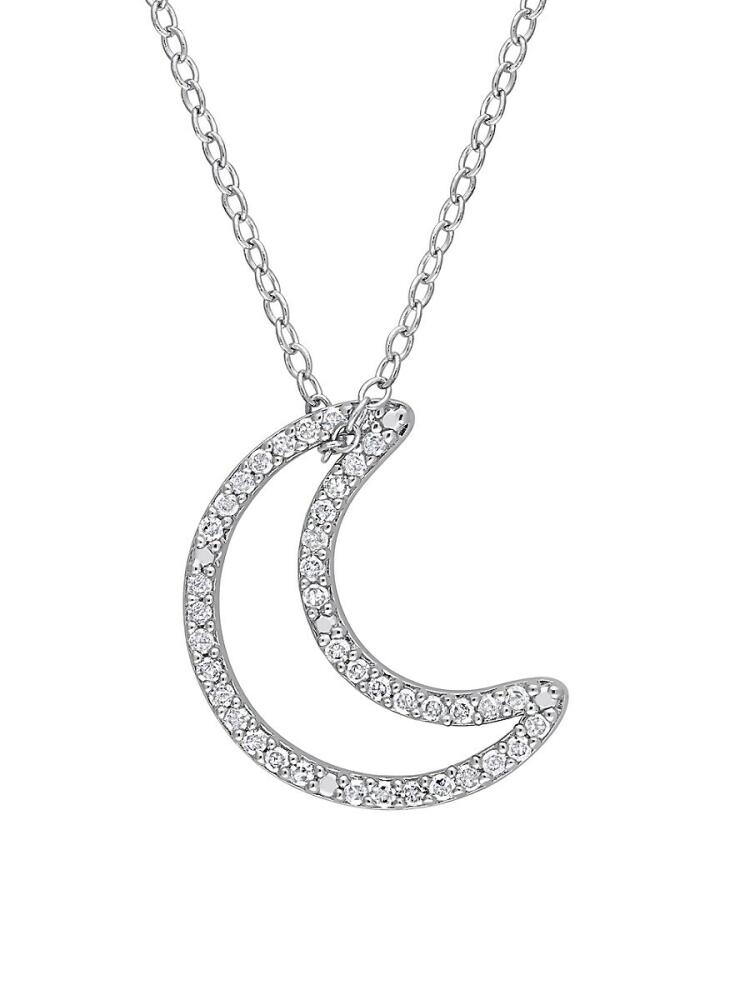 Sonatina Women's Sterling Silver & 0.20 Diamond Moon Pendant Necklace Cover