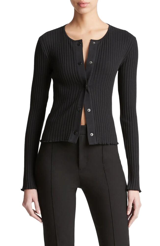 Vince Fitted Rib Cardigan in Black Cover