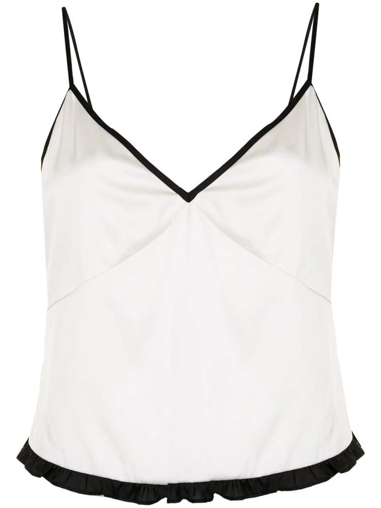 Fleur Du Mal ruffle-hem stretch silk camisole top - White Cover