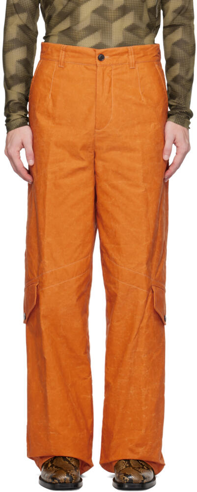 Dries Van Noten Orange Wide Leg Cargo Pants Cover