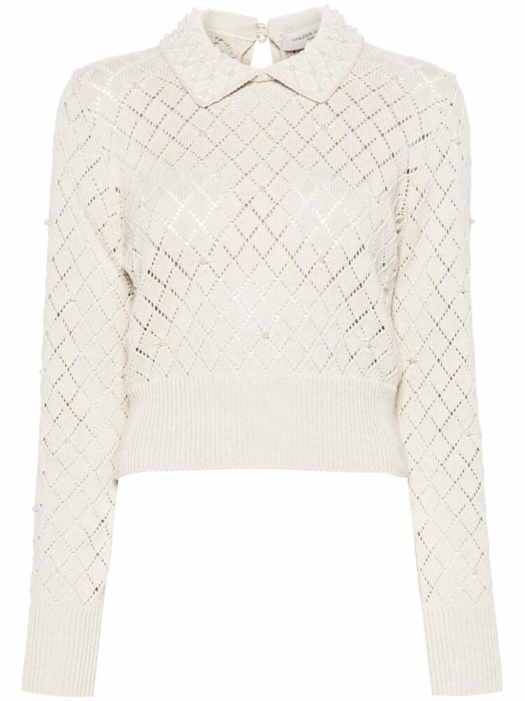 Golden Goose faux-pearl pointelle jumper - Neutrals Cover