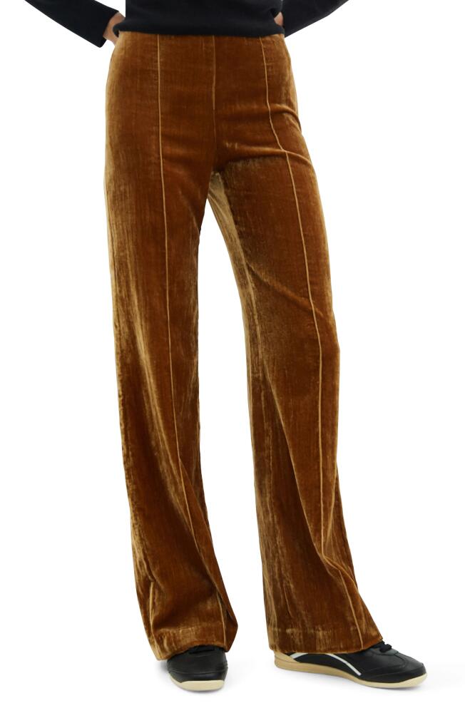 MANGO Wide Leg Velvet Pants in Ochre Cover