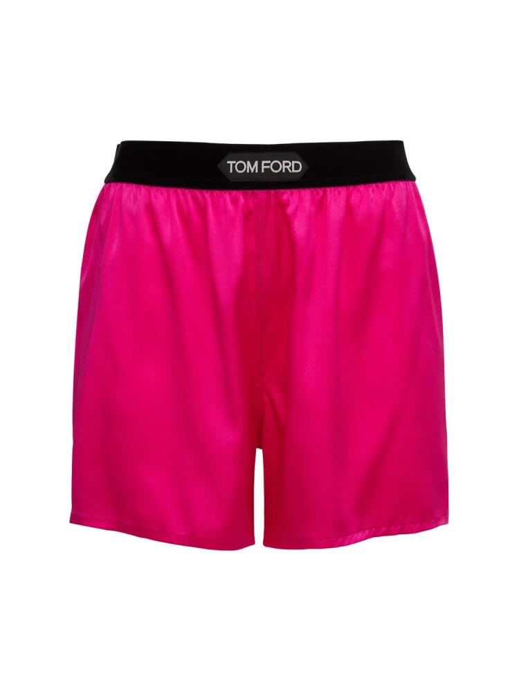 TOM FORD Logo Silk Satin Mini Shorts Cover