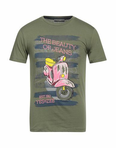 Yes Zee By Essenza Man T-shirt Military green Cotton Cover