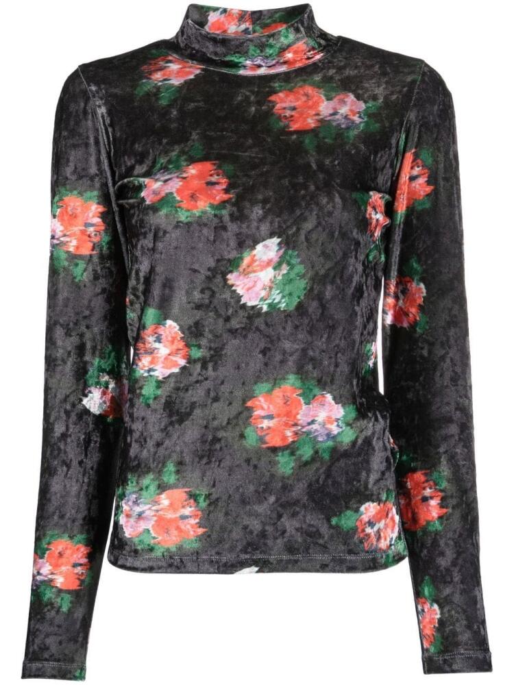 Henrik Vibskov floral-print velvet top - Black Cover