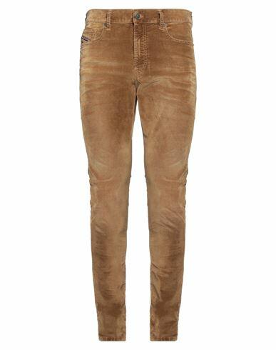 Diesel Man Pants Camel Cotton, Polyester, Elastane, Cow leather Cover