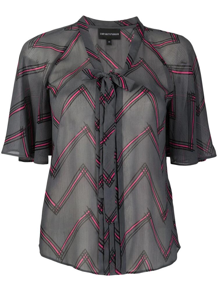 Emporio Armani tie-front zigzag blouse - Grey Cover