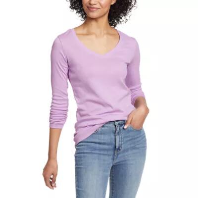 Eddie Bauer Women's Favorite Long-Sleeve V-Neck T-Shirt Cover