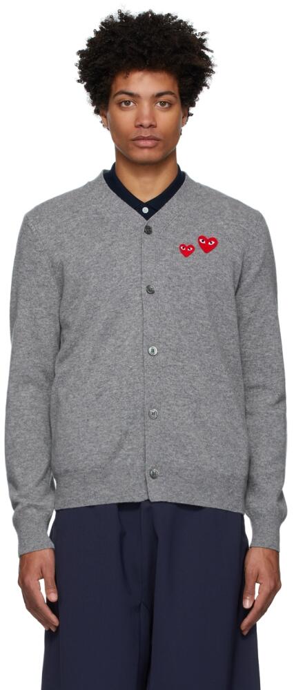 COMME des GARÇONS PLAY Grey Wool Double Heart Cardigan Cover