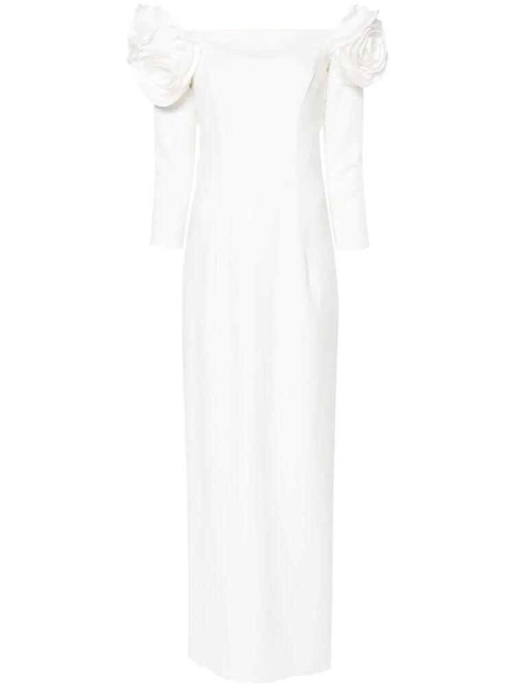 Ana Radu floral-appliqué crepe gown - White Cover