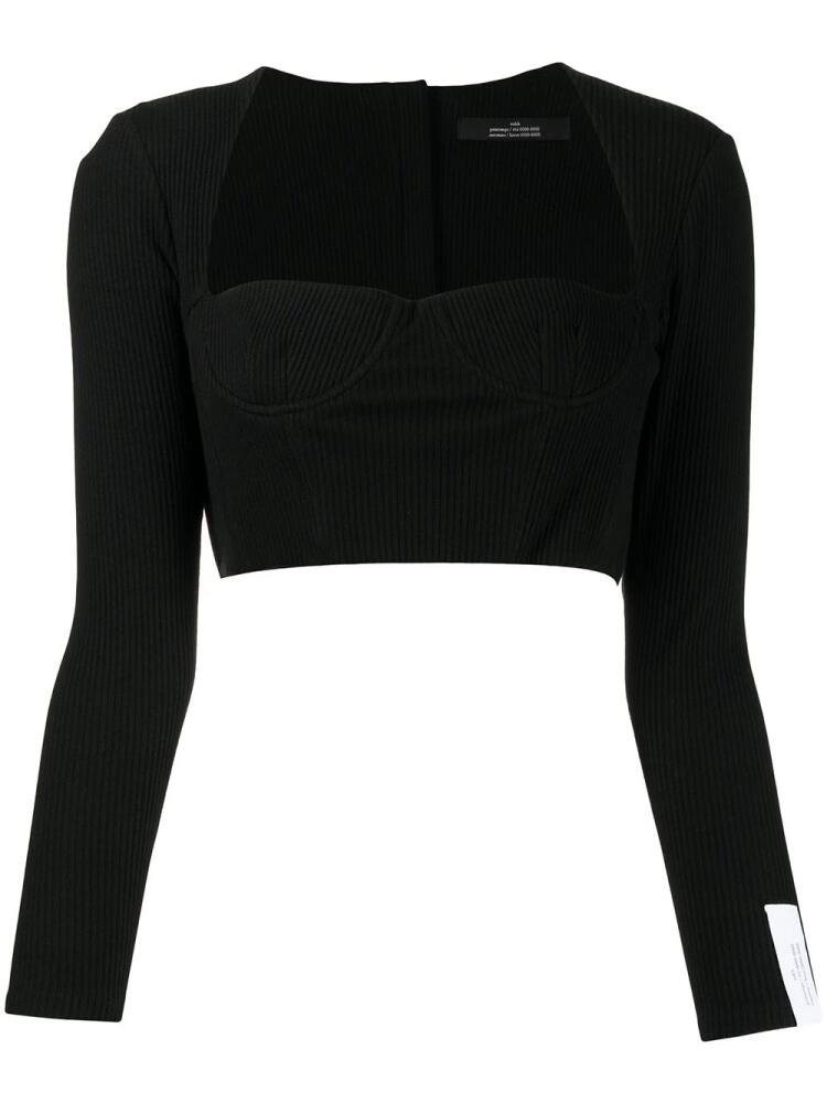 Rokh cropped sweetheart neck top - Black Cover