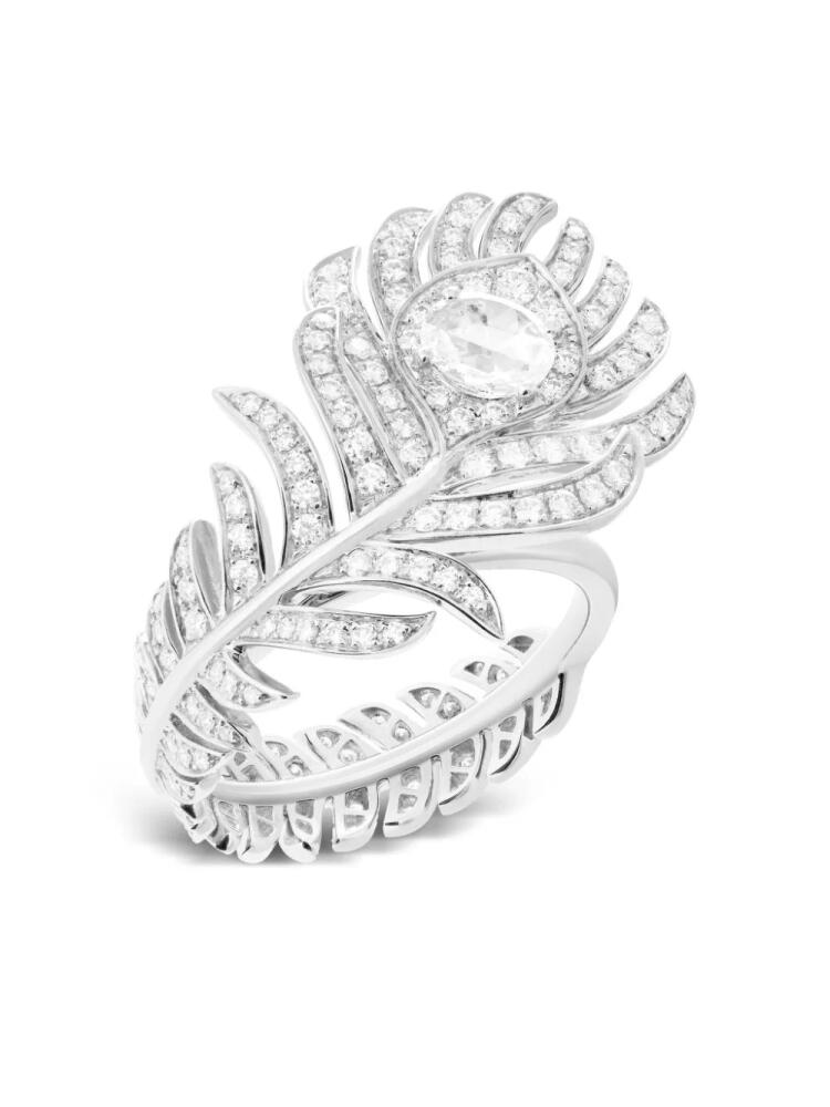 Boucheron 18kt white gold Plume de Paon small motif ring - Silver Cover