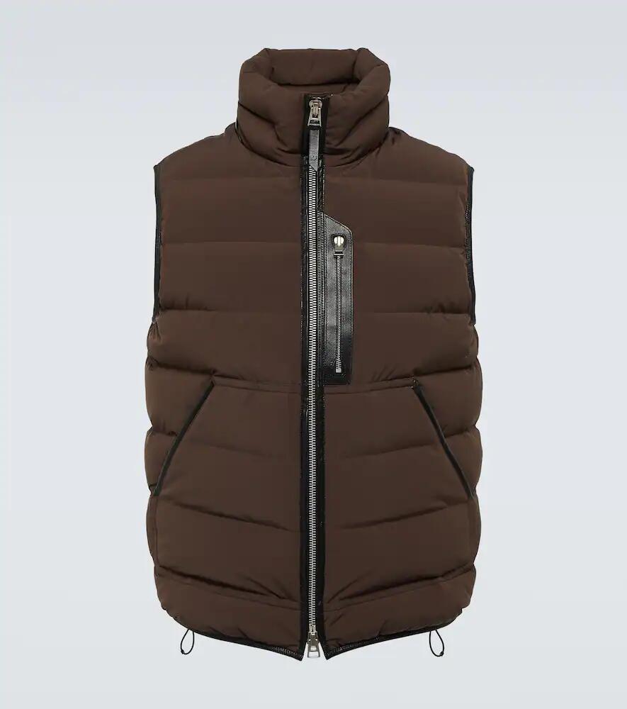 Tom Ford Leather-trimmed down vest Cover