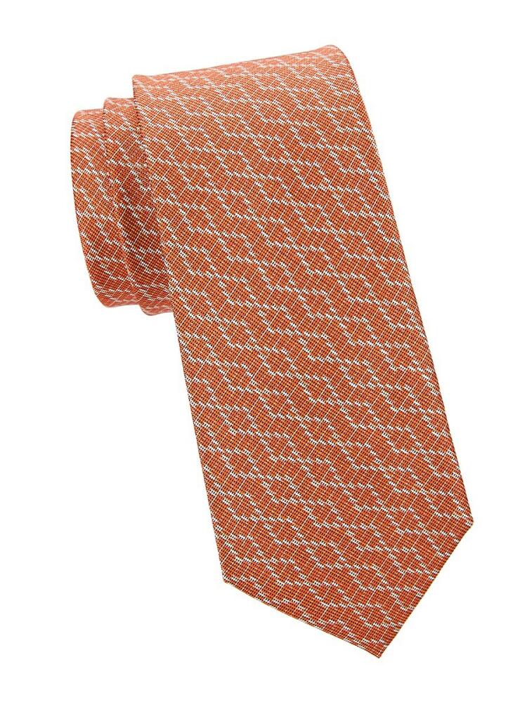 Brioni Men's Geometric Silk Tie - Orange Cover