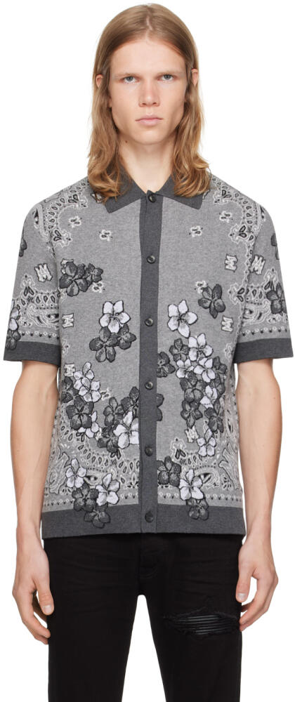 AMIRI Gray Bandana Floral Polo Cover