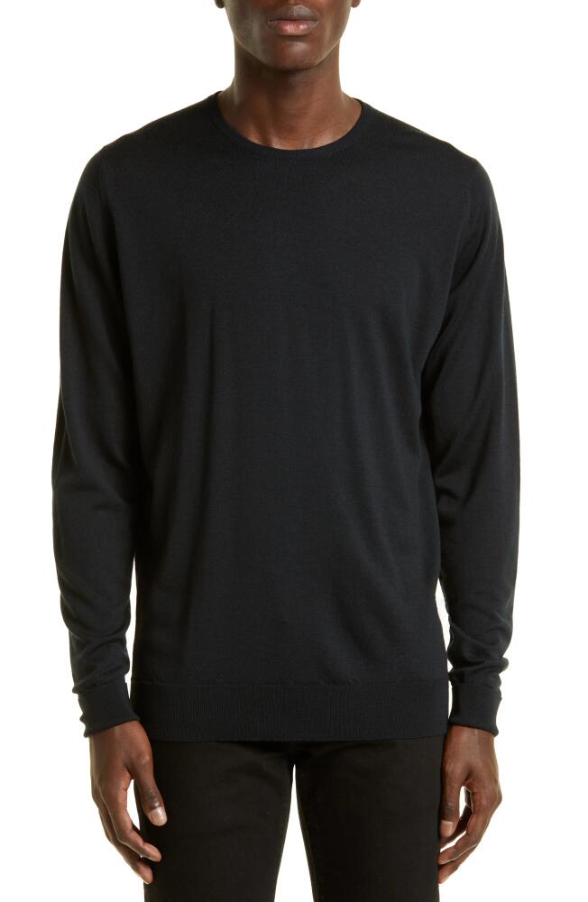 John Smedley Marcus Virgin Wool Crewneck Sweater in Black Cover