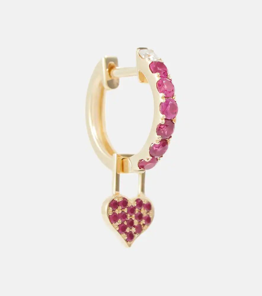 Robinson Pelham Orb Midi and Heart EarWish 14kt gold single hoop earring with diamonds and rubies Cover