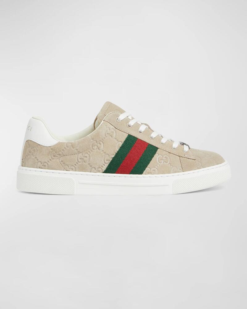 Gucci Ace Web GG Suede Low-Top Sneakers Cover