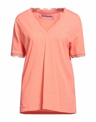 Pink Memories Woman T-shirt Coral Cotton Cover