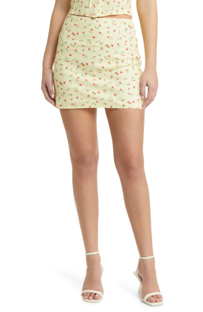 WAYF Sunshine Floral Linen Blend Miniskirt in Yellow Ditsy Cover