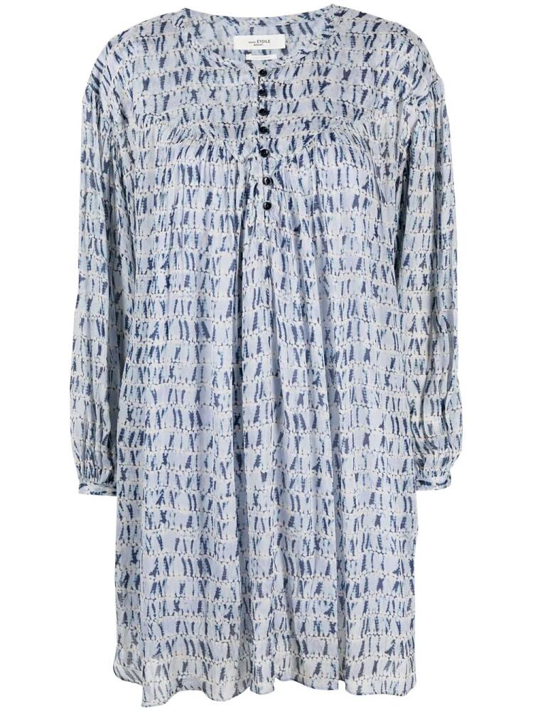 MARANT ÉTOILE printed long-sleeved midi dress - Blue Cover