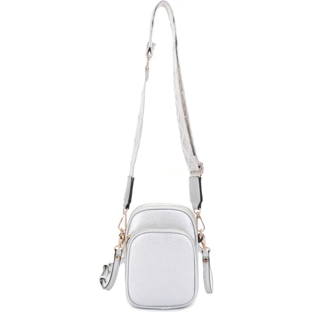 Mali + Lili Josephine Vegan Leather Crossbody Bag in Silver/tri Cover