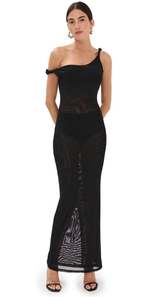 Good American Mesh Twist Maxi Dress Black Cover