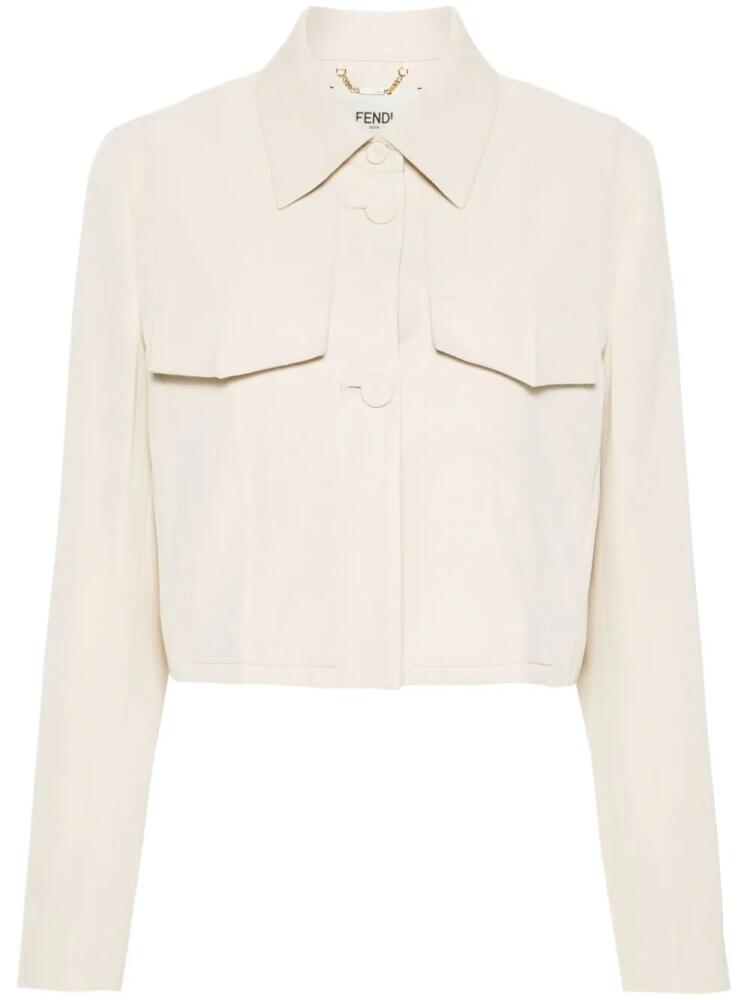 FENDI twill cropped jacket - Neutrals Cover