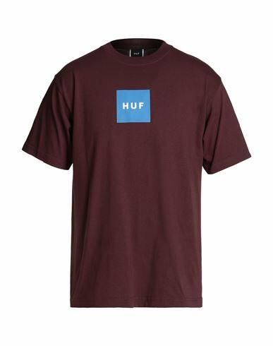 Huf Man T-shirt Burgundy Cotton Cover