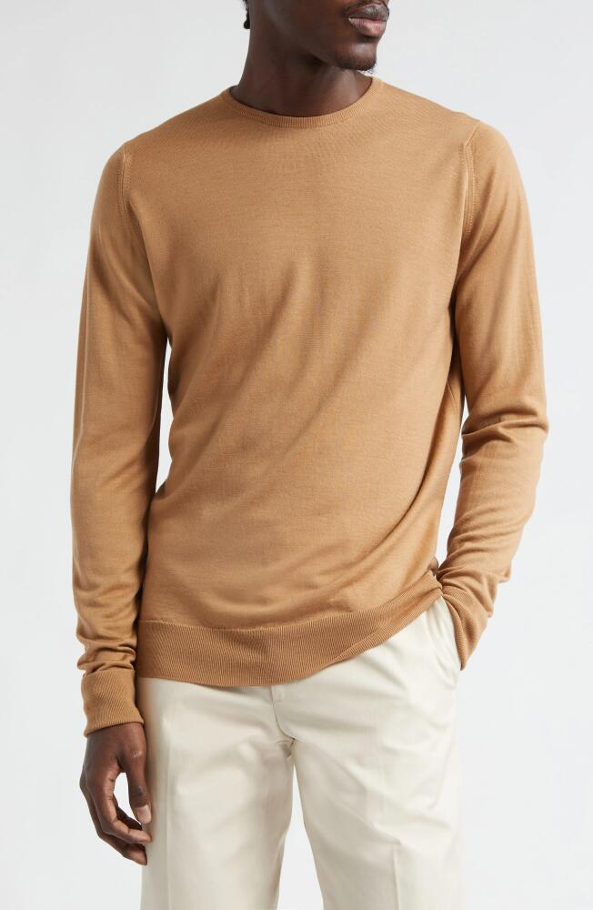 John Smedley Marcus Virgin Wool Crewneck Sweater in Nutmeg Cover