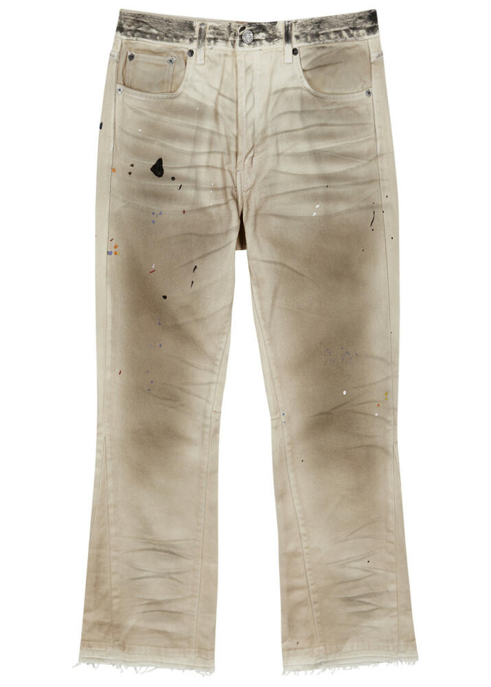 Gallery Dept. Hollywood Blvd Distressed Flared Jeans - Beige Cover