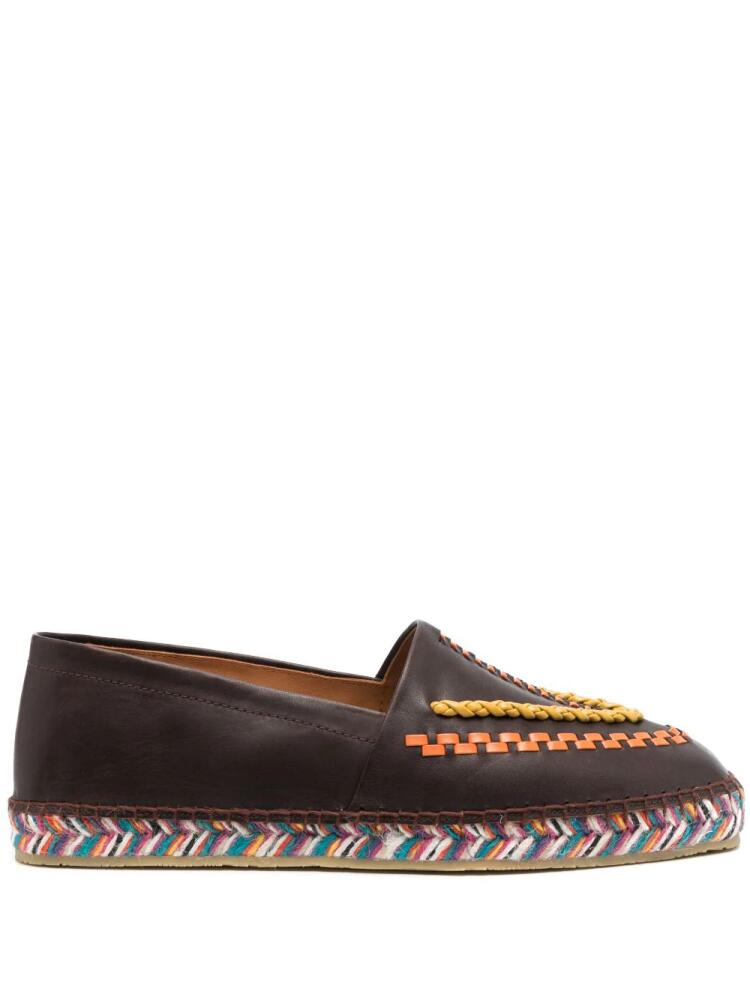 ETRO whipstitch-trim detail loafers - Brown Cover