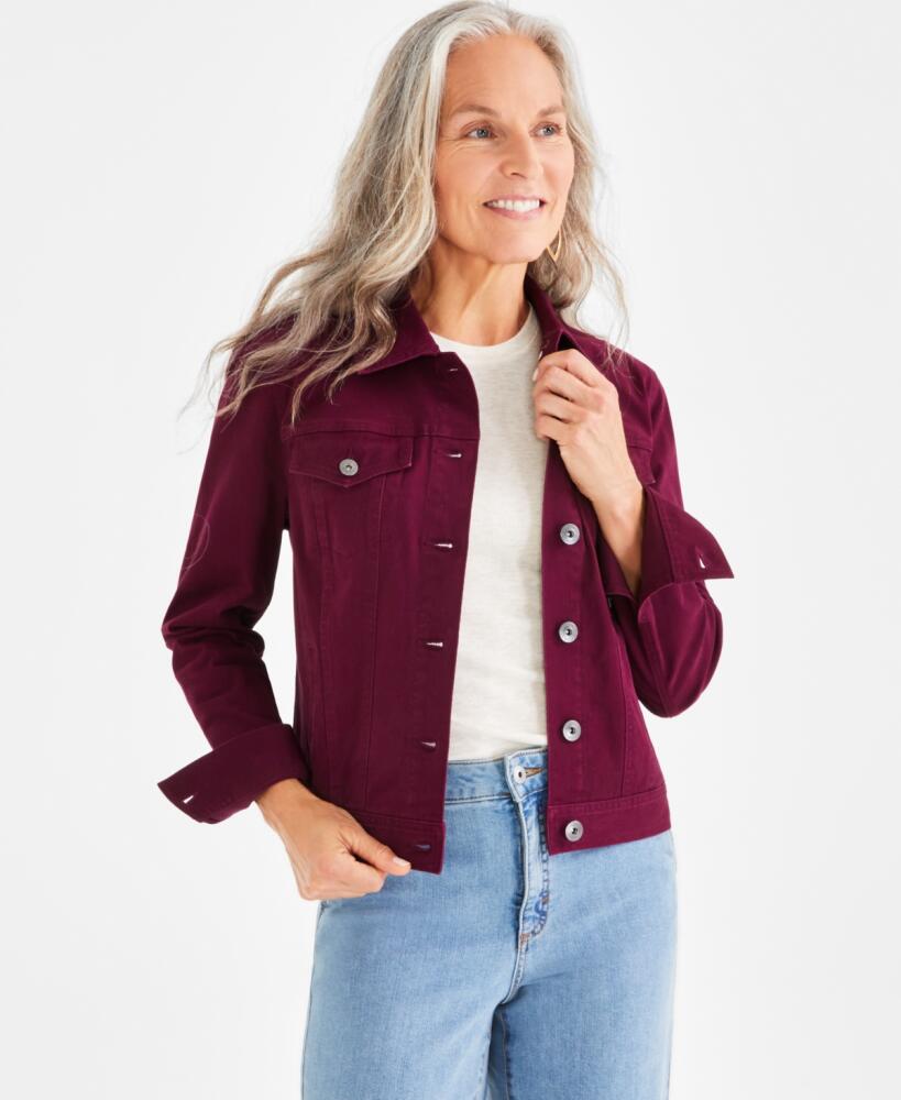 Style & Co Women's Classic Denim Jacket, Regular & Petite, Created for Macy's - Berried Treasur Cover