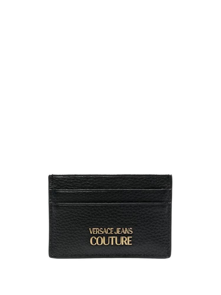 Versace Jeans Couture logo-plaque grained leather cardholder - Black Cover