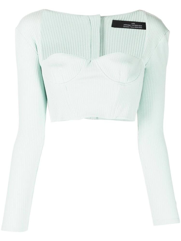 Rokh ribbed sweetheart-neck top - Green Cover