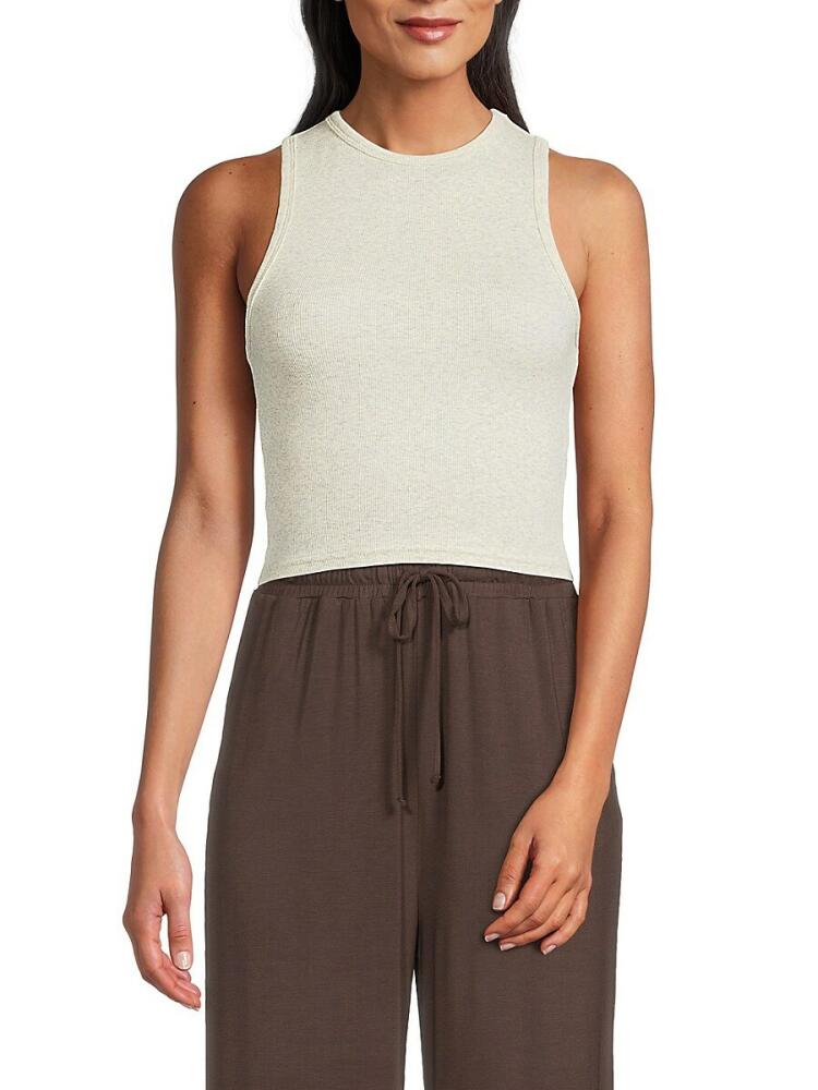 Rachel Parcell Women's Ribbed Crop Tank Top - Light Heather Cover