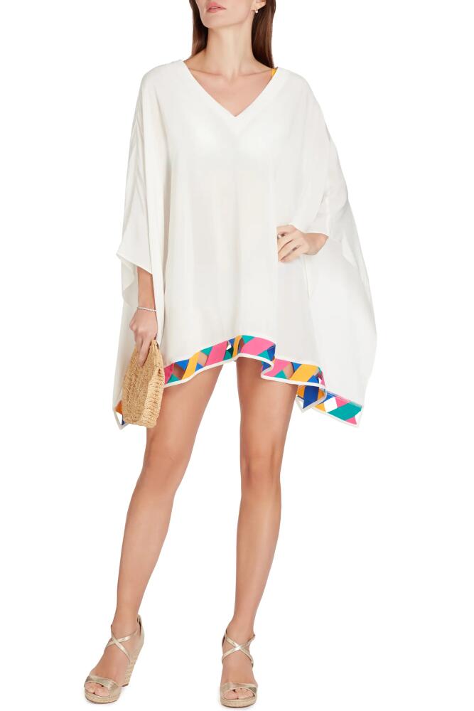 VALIMARE Bandage Hem Chiffon Cover-up Poncho in Off White Cover