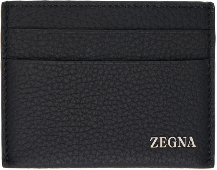 ZEGNA Black Leather Card Holder Cover