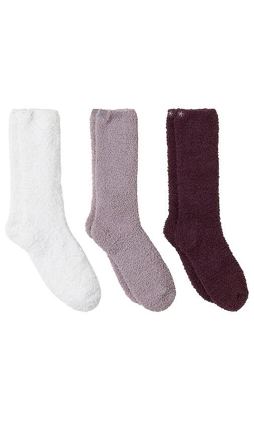 Barefoot Dreams CozyChic 3 Pair Sock Set In Fig Multi in Burgundy Cover