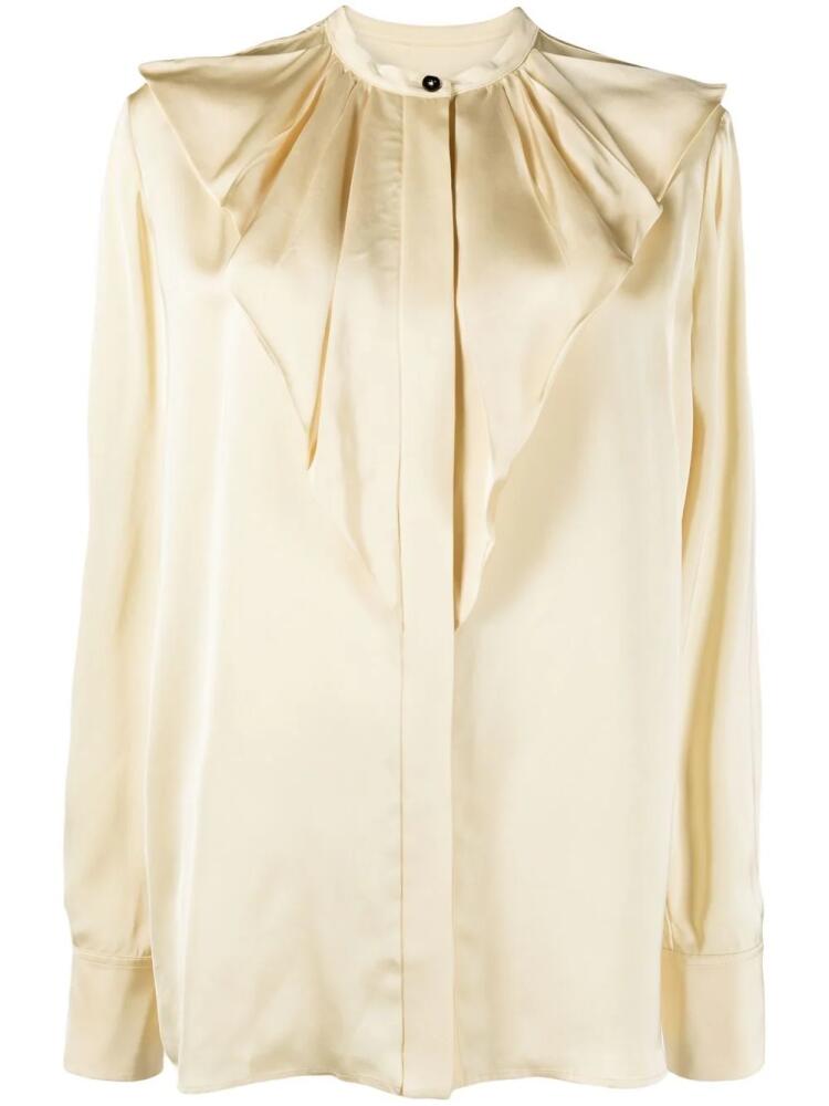 Jil Sander satin ruffled-placket blouse - Neutrals Cover