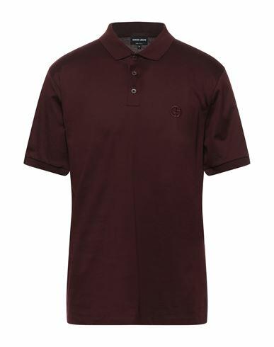 Giorgio Armani Man Polo shirt Deep purple Cotton, Elastane Cover